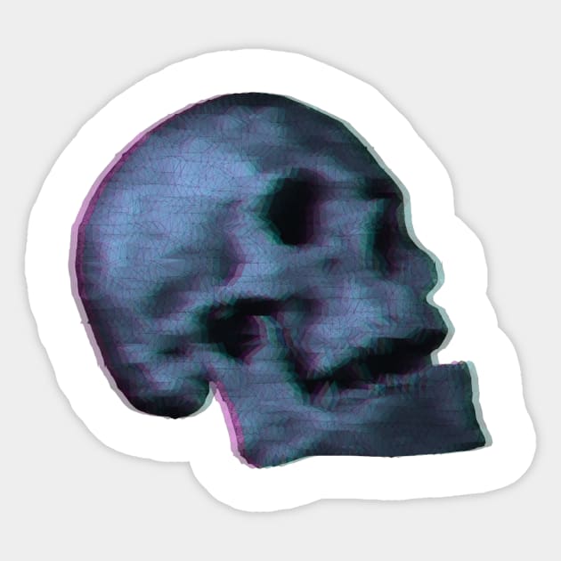 3D Low Poly Skull Magenta and Cyan Sticker by TRIME